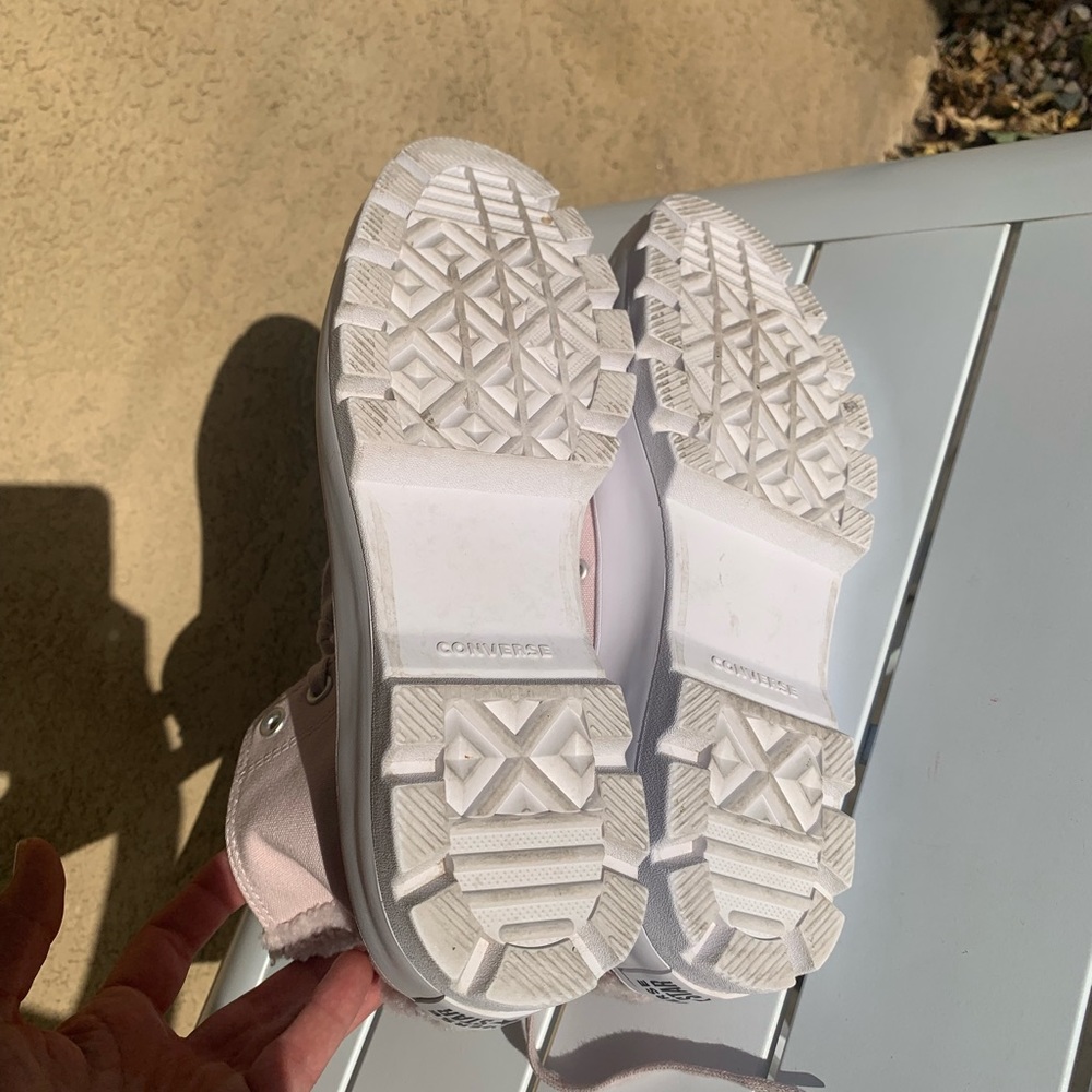 Converse blush pink platform canvas and faux shearling size 10 - Picture 13 of 14